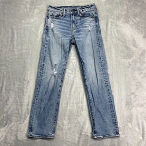 American Eagle Original Jeans Womens 28x30 (28x28) Blue Easy Flex Straight Leg